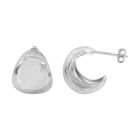 Stud Earrings Sterling Silver round - 14x15mm, 14mm thickness