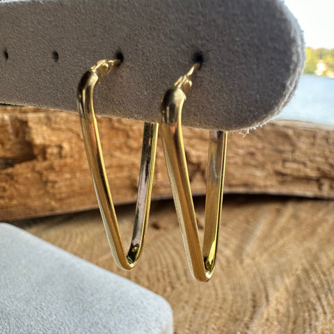 Earrings 10K Solid Gold Triangle Shape Bunny Closure 