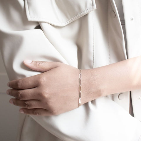 10K Solid Gold Bracelet Rectangle Links