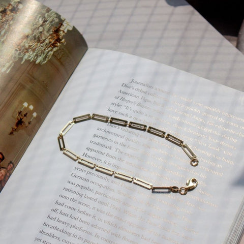 10K Solid Gold Bracelet Rectangle Links 7 inches