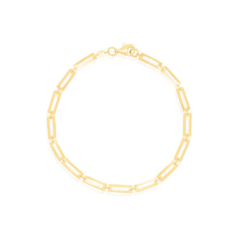 10K Solid Gold Bracelet Rectangle Links 7 inches