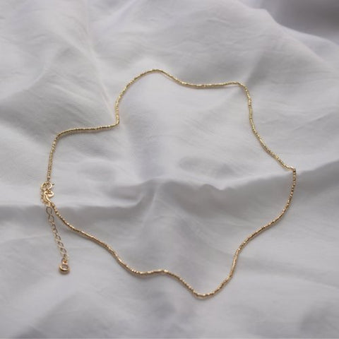 1.5mm bead Solid Gold 10K Chain diamond cut necklace