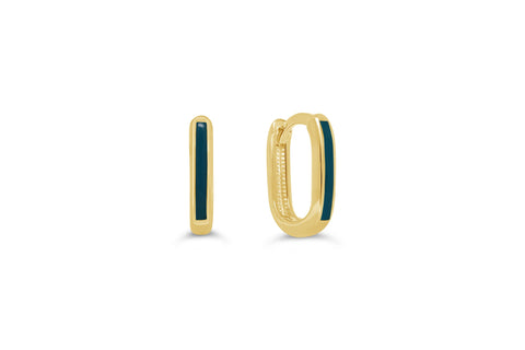 10K Blue Enamel Huggies Solid Gold
