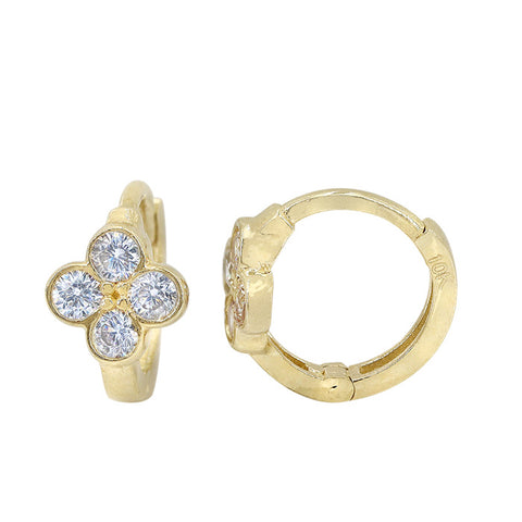 Earrings DAISY 10K Gold 6mm Flower with Cubic Zirconia 2