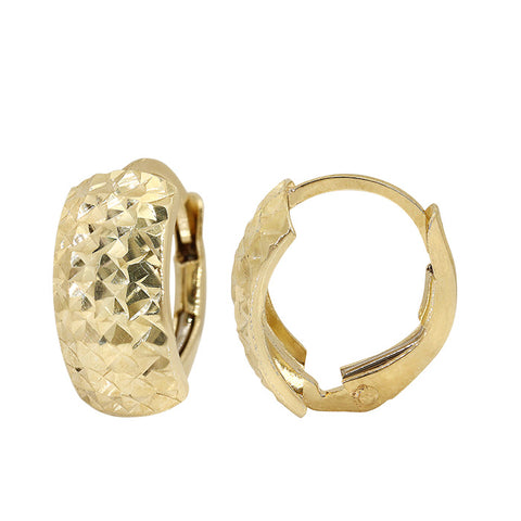 Earrings EVA Hoop 10K Gold Diamond Cut 12mm x 6.6mm 1