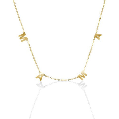 10K Solid Gold Mama Letter Necklace