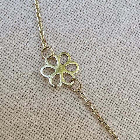 Solid gold necklace with 5 flowers choker 16 inches with extension delicate dainty minimalistic jewelry 5