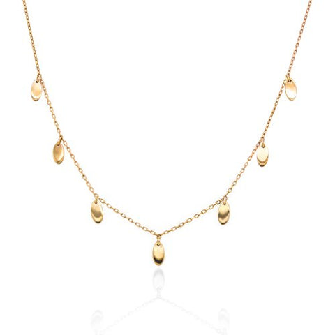10K Solid Gold Oval Drops Necklace