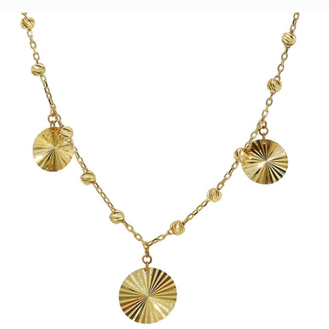 10K Gold multi 10mm disc charm necklace 17 chain