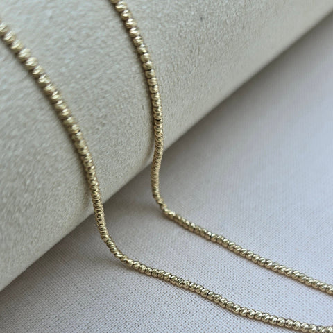 2mm Solid Gold 10K Moon Diamond Cut Bead Ball Necklace 2