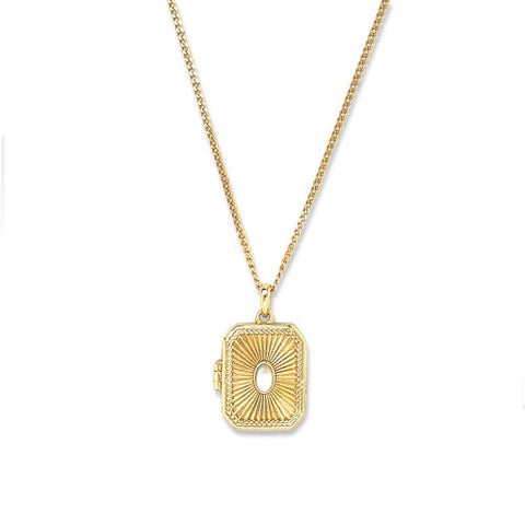 Sterling Silver Gold Vermeil Shining Mother of Pearl Locket Necklace 1