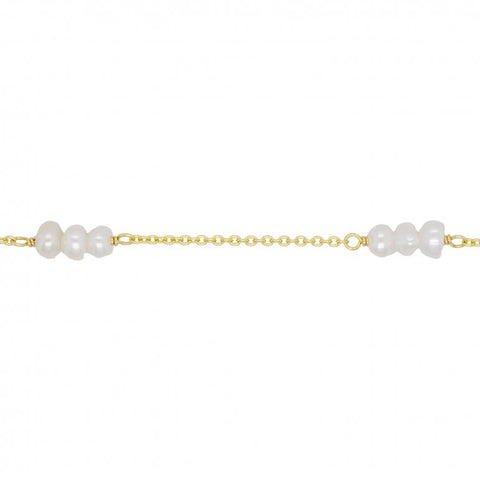 Sterling Silver Gold Vermeil Trio Pearls Station Necklace  3