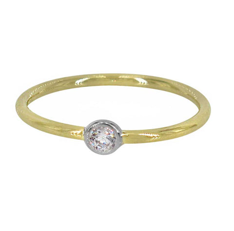 10K gold ring with 3.8mm cubic zirconia in the center