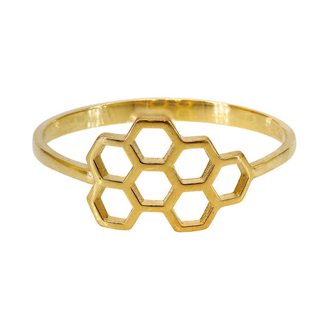 Ring Solid Gold 10K Honeycomb