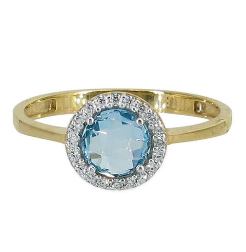 10K gold 6mm topaz ring with cubic zirconia 25mm band