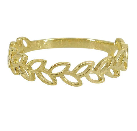 Ring 10K Solid Gold Leaf