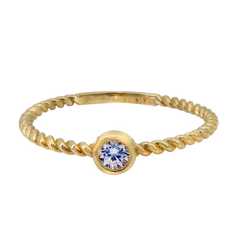 10K Gold 4mm cubic zirconia ring 1.5mm band