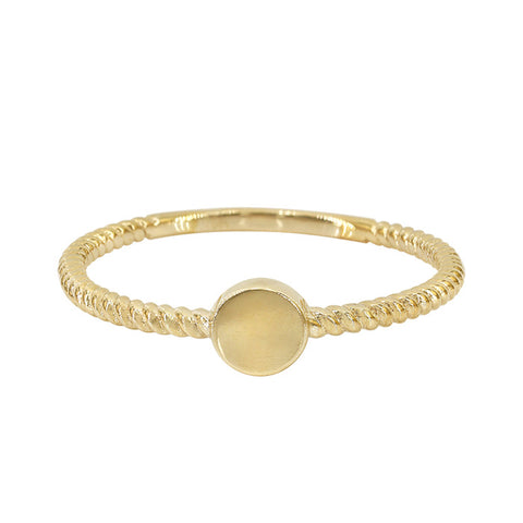 Ring 10k Solid Gold Circle Mini Signet Twisted Band