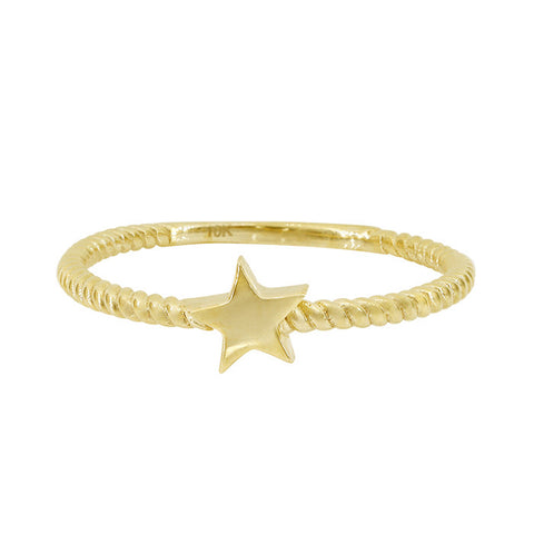 10K Gold Mini Star Signet ring twisted band
