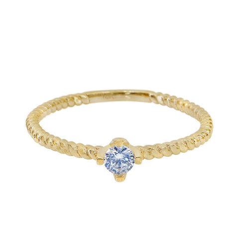 10K Gold Cubic Zirconia ring  twisted band minimalistic dainty