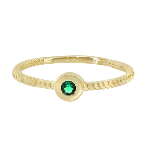 Ring 10k Solid Gold, Green CZ