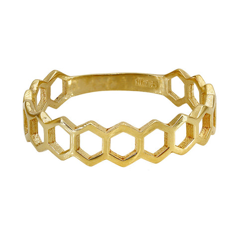 Ring Solid Gold 10K Honeycomb 