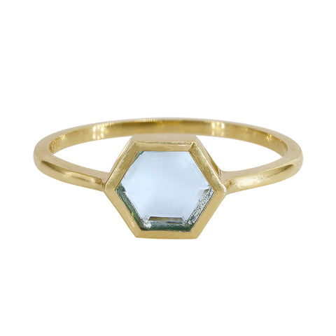 Ring Solid Gold 10K Blue Topaz