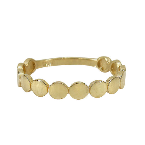 10K Solid Yellow Gold Ring 3.5mm flat round beads attached to one another.