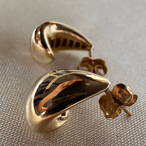 10K Solid Gold Stud Earrings Flat Teardrop 9x14mm 10