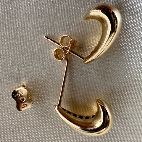 10K Solid Gold Stud Earrings Flat Teardrop 9x14mm 11