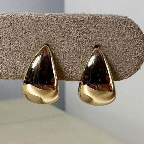 10K Solid Gold Stud Earrings Flat Teardrop 9x14mm 1