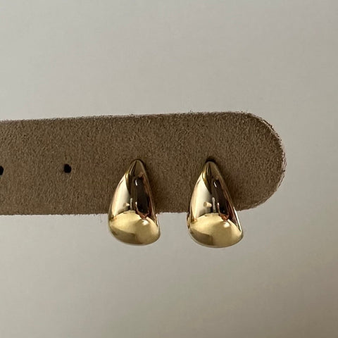 10K Solid Gold Stud Earrings Flat Teardrop 9x14mm 4