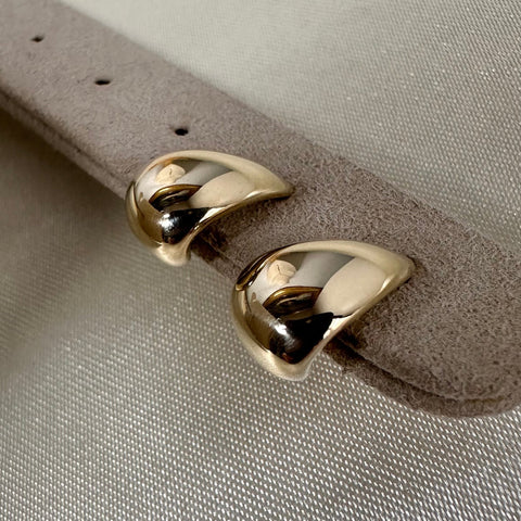 10K Solid Gold Stud Earrings Flat Teardrop 9x14mm 6