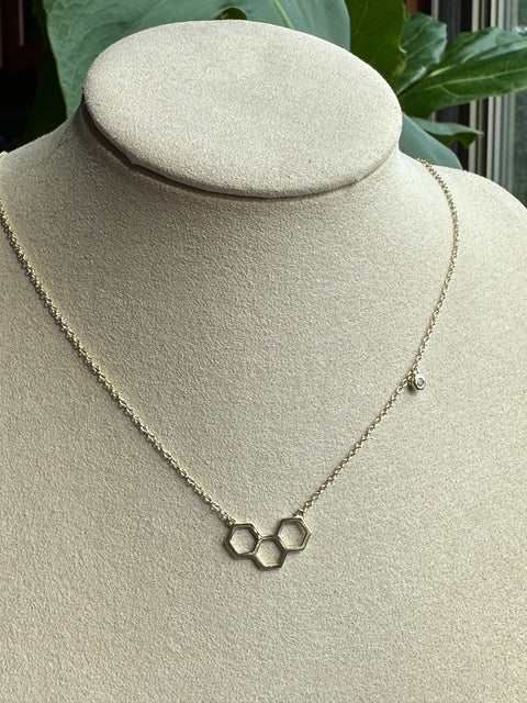 Vermeil Sterling Silver Gold plated Necklace honeycomb
