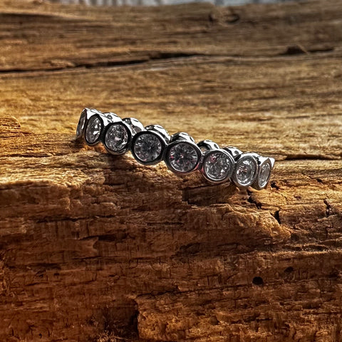 Sterling Silver with rhodium cubic zirconia eternity ring 3mm width