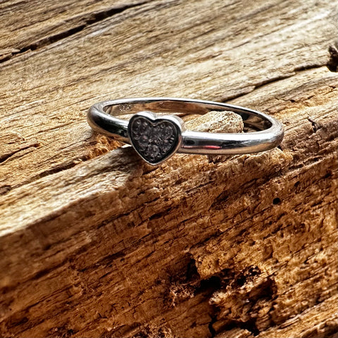 3 Ring HALONA Sterling Silver Rhodium with Cubic Zirconia adorned Heart