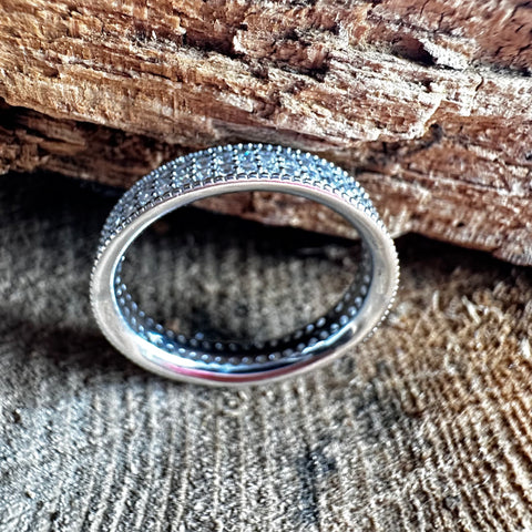 4 Sterling Silver with rhodium cubic zirconia eternity ring with 5mm width band