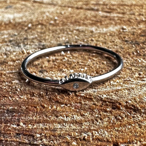 Sterling Silver with rhodium 3x6mm evil eye ring with 1mm cubic zirconia 4