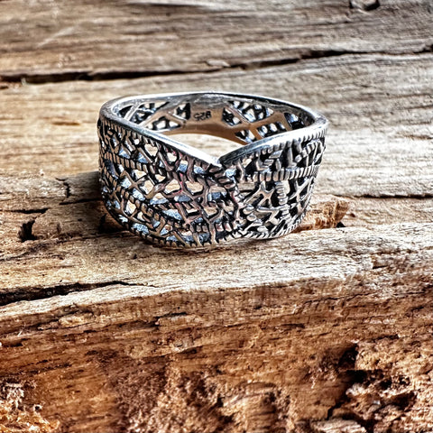 2 Sterling Silver Ring with filigree design 10mm width