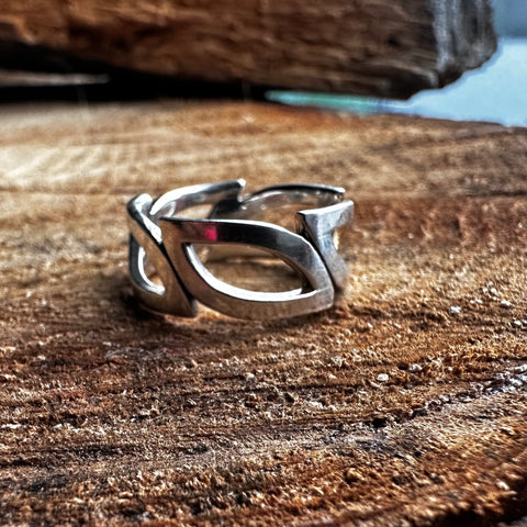 2 Sterling Silver ring 8.5mm leaf band