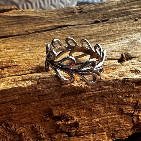 2 Sterling Silver ring Leaf Crown 9mm width