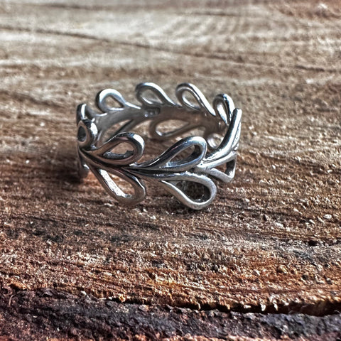 5 Sterling Silver ring Leaf Crown 9mm width