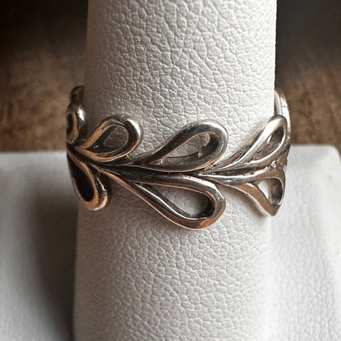 6 Sterling Silver ring Leaf Crown 9mm width