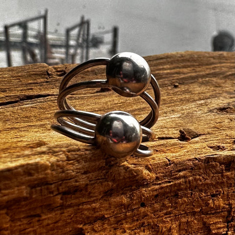 2 Sterling Silver Ring with 8mm ball bead