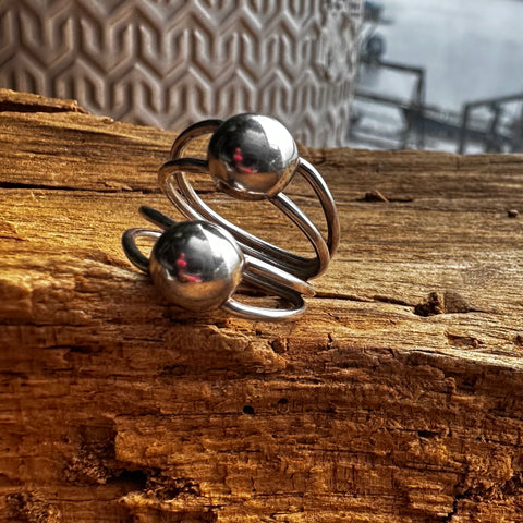 3 Sterling Silver Ring with 8mm ball bead