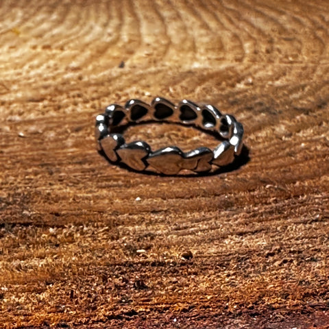 3 Sterling Silver heart band ring 4mm width