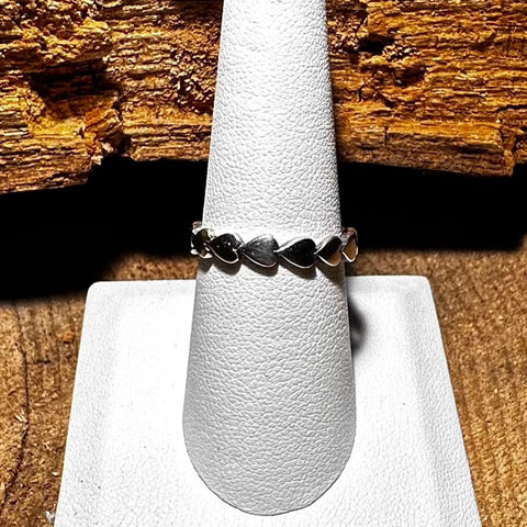 4 Sterling Silver heart band ring 4mm width