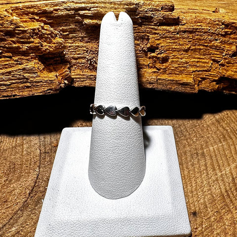 6 Sterling Silver heart band ring 4mm width