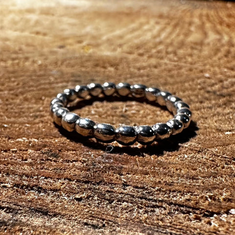 3 Sterling Silver rings beaded band with 3mm ball bead. Bubbled band ring Minimalistic dainty stackable ring
