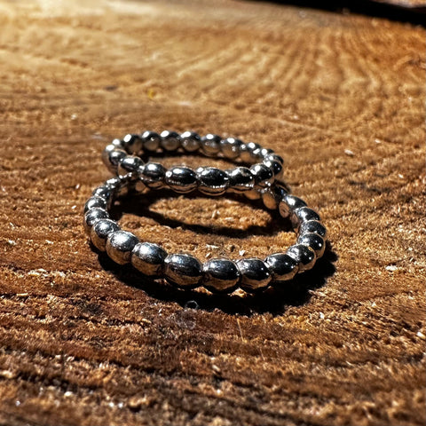 3 Sterling Silver rings beaded band with 3mm ball bead. Bubbled band ring Minimalistic dainty stackable ring